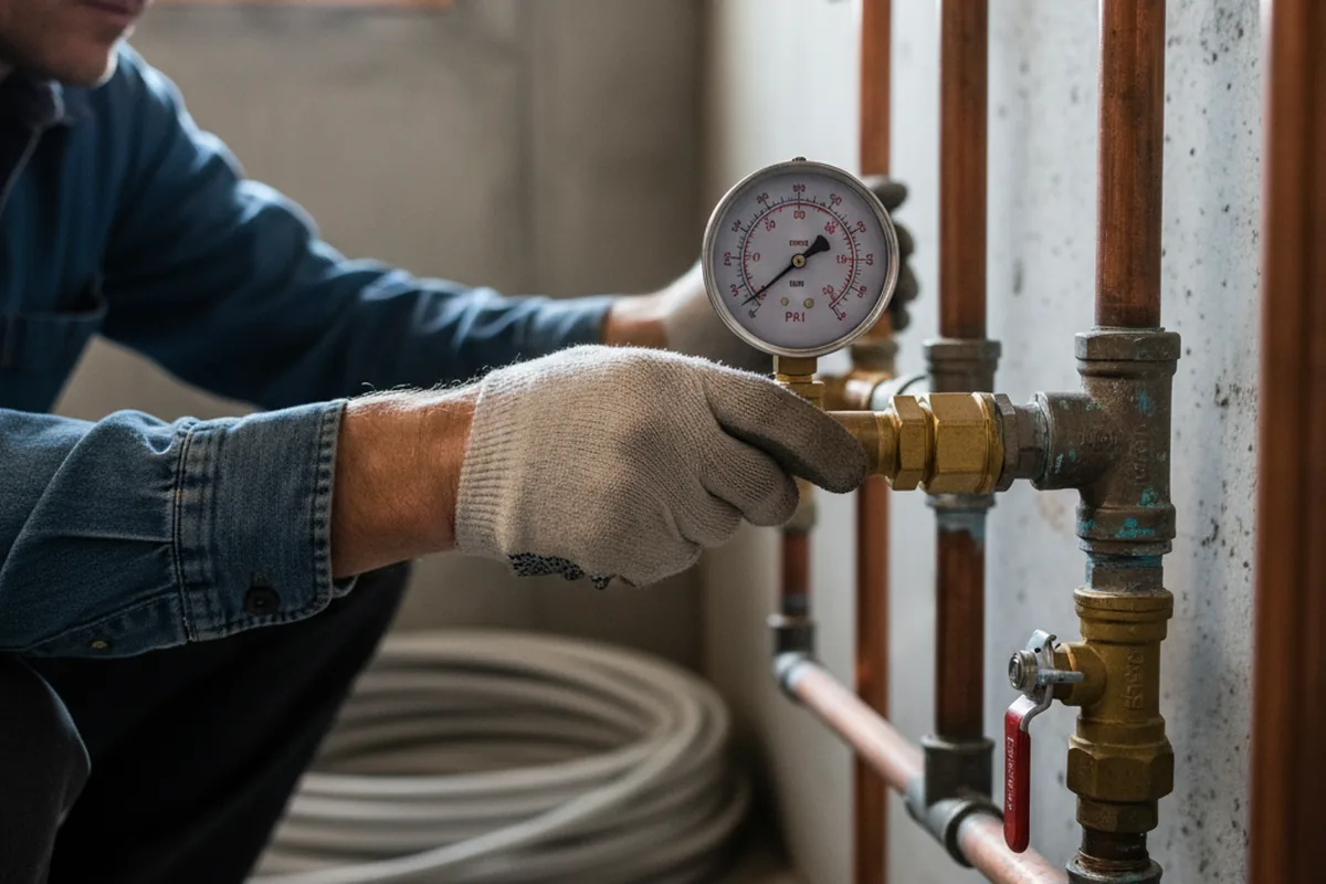 Pressure testing a repaired line during Water Line Repair in Elmira